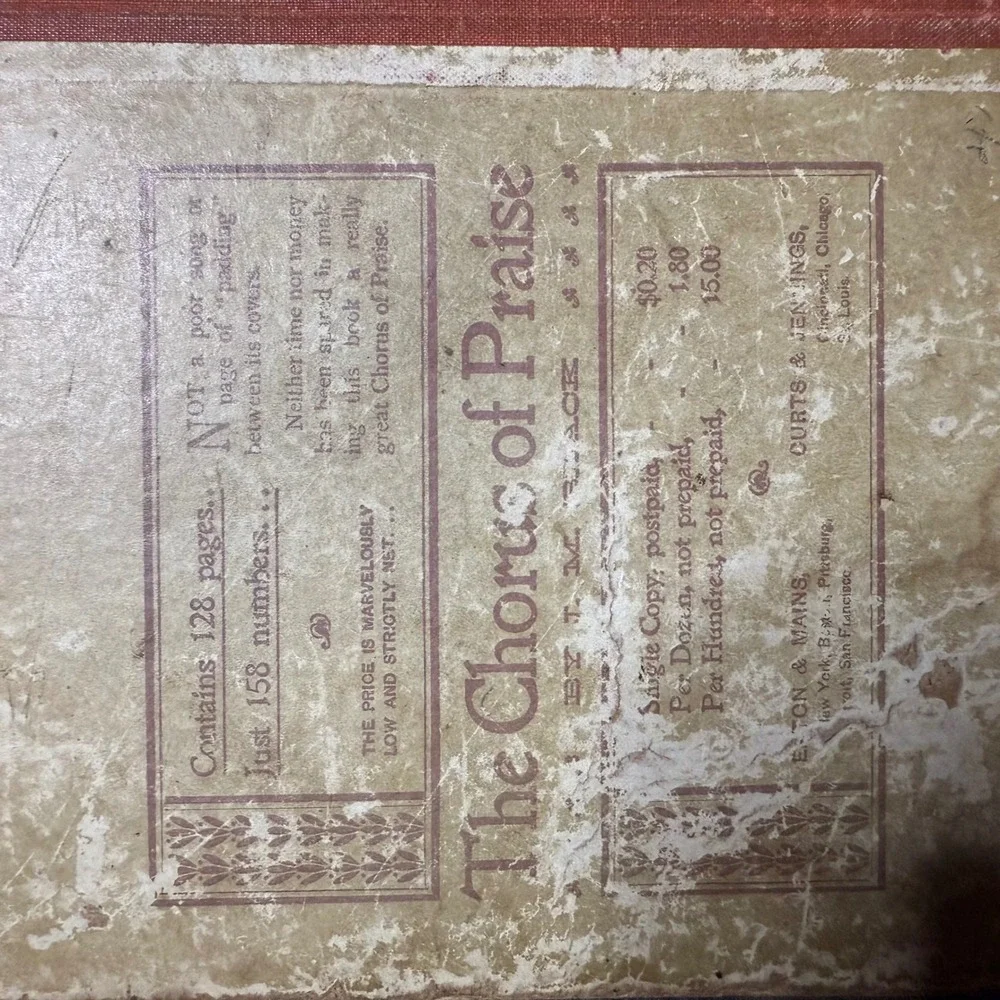 The Chorus of Praise James M Black Vintage‎ Music Book 1907 Antique